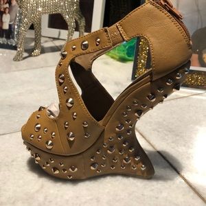 Tan high heels spiked